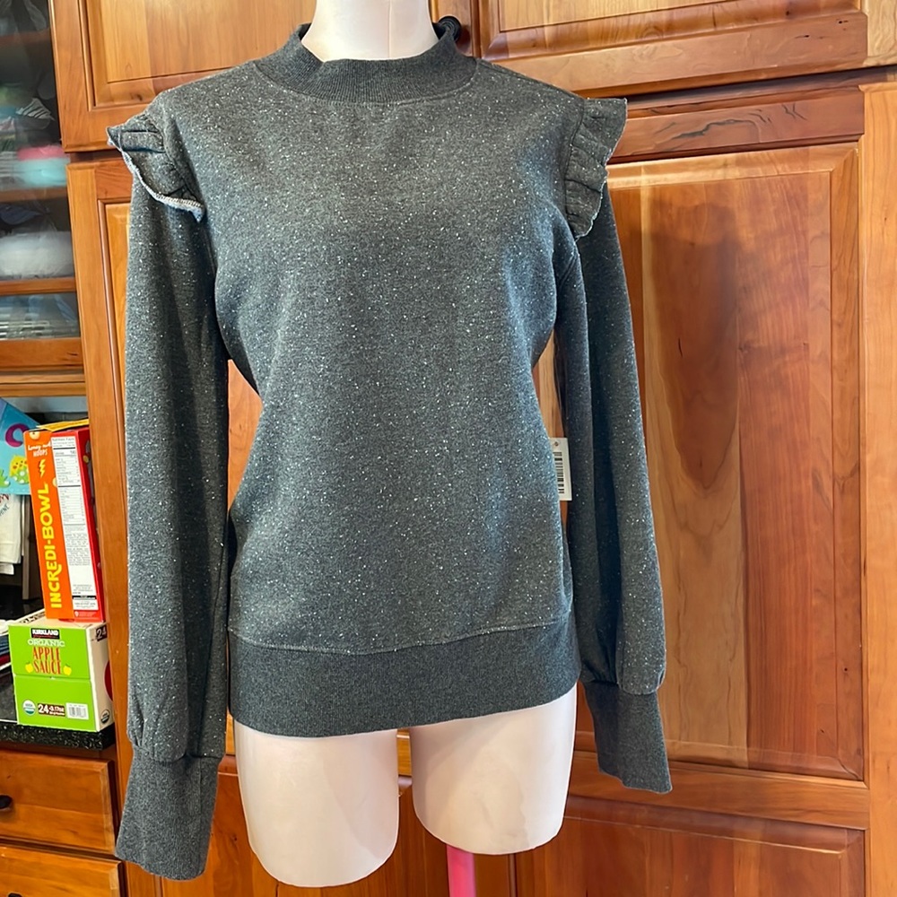 NWT Goodthreads Women's Heritage Ruffle Shoulder Sweatshirt